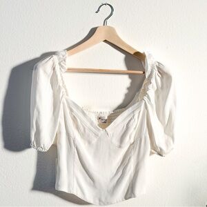 NWT Wilfred Novella Short Sleeve Blouse Light Birch Size M